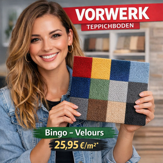 Vorwerk Bingo Velours 4 oder 5 m breit in 12 Farben - versandkostenfrei