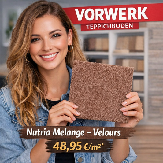 Vorwerk Nutria Melange Velours 4 oder 5 m breit in 14 Farben - versandkostenfrei